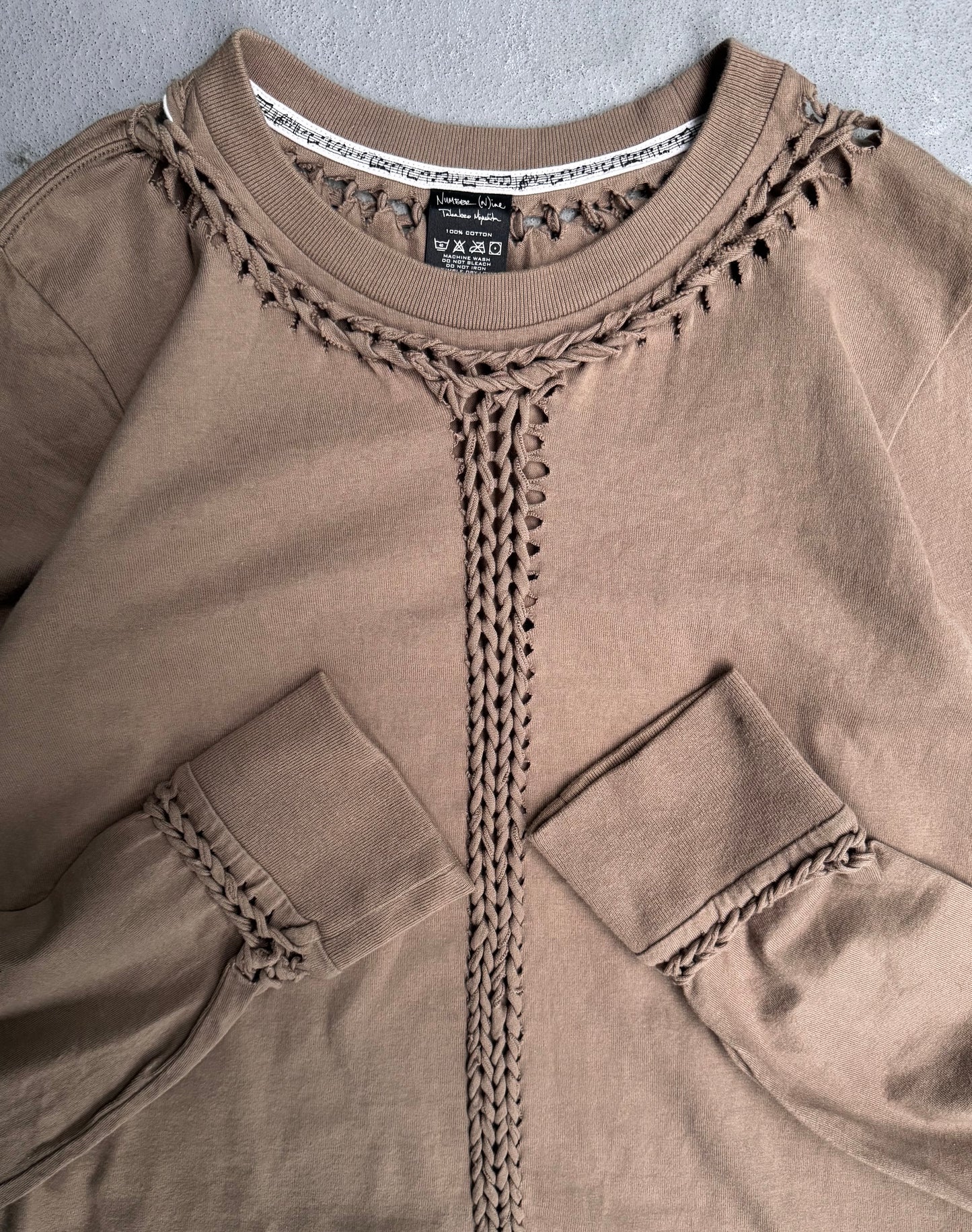Number (N)ine SS07 “About A Boy” Braided Cutout Dark Beige Long-sleeves