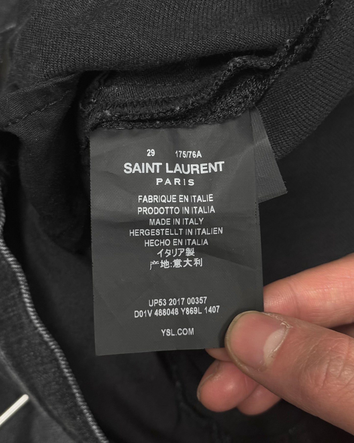 Saint Laurent Paris AW17 Washed Black ‘D02’ Claw-mark Skinny Denim