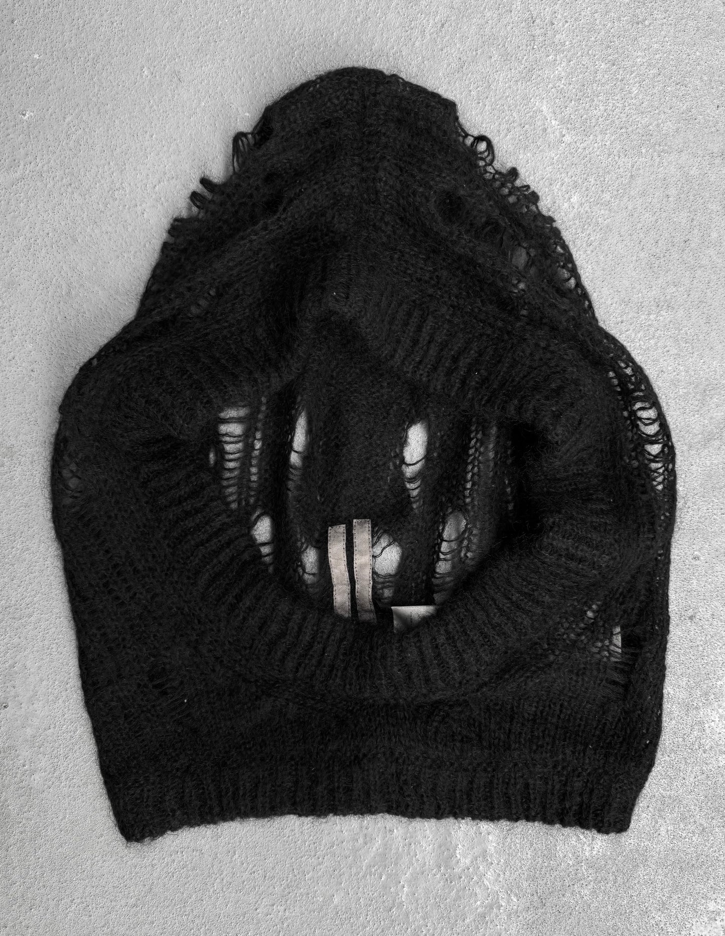 Rick Owens SS24 “LIDO” Distressed Spider Knit Jera Mohair Hood