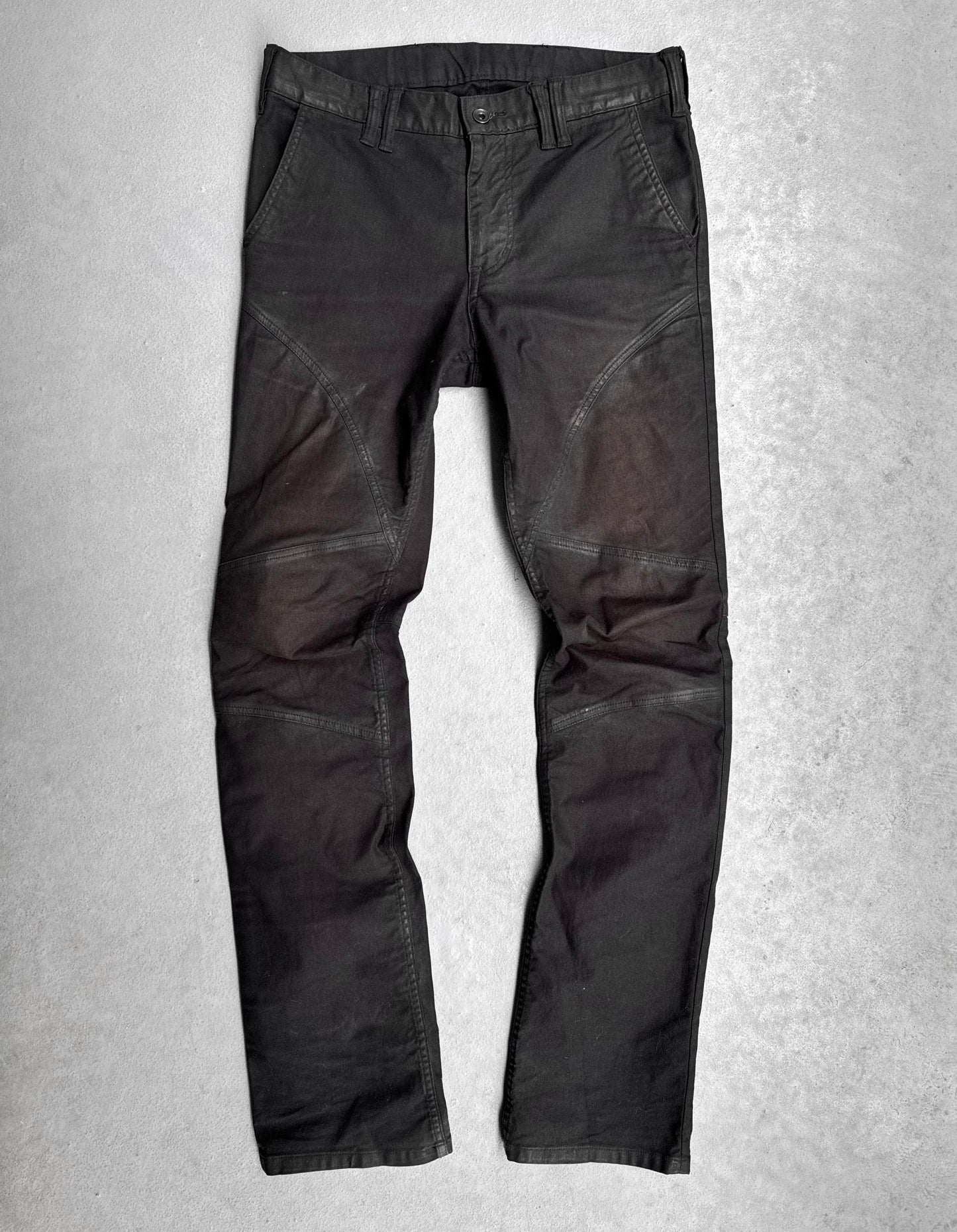 SHELLAC Early 00s Waxed Black Skinny Bootcut Biker Denim