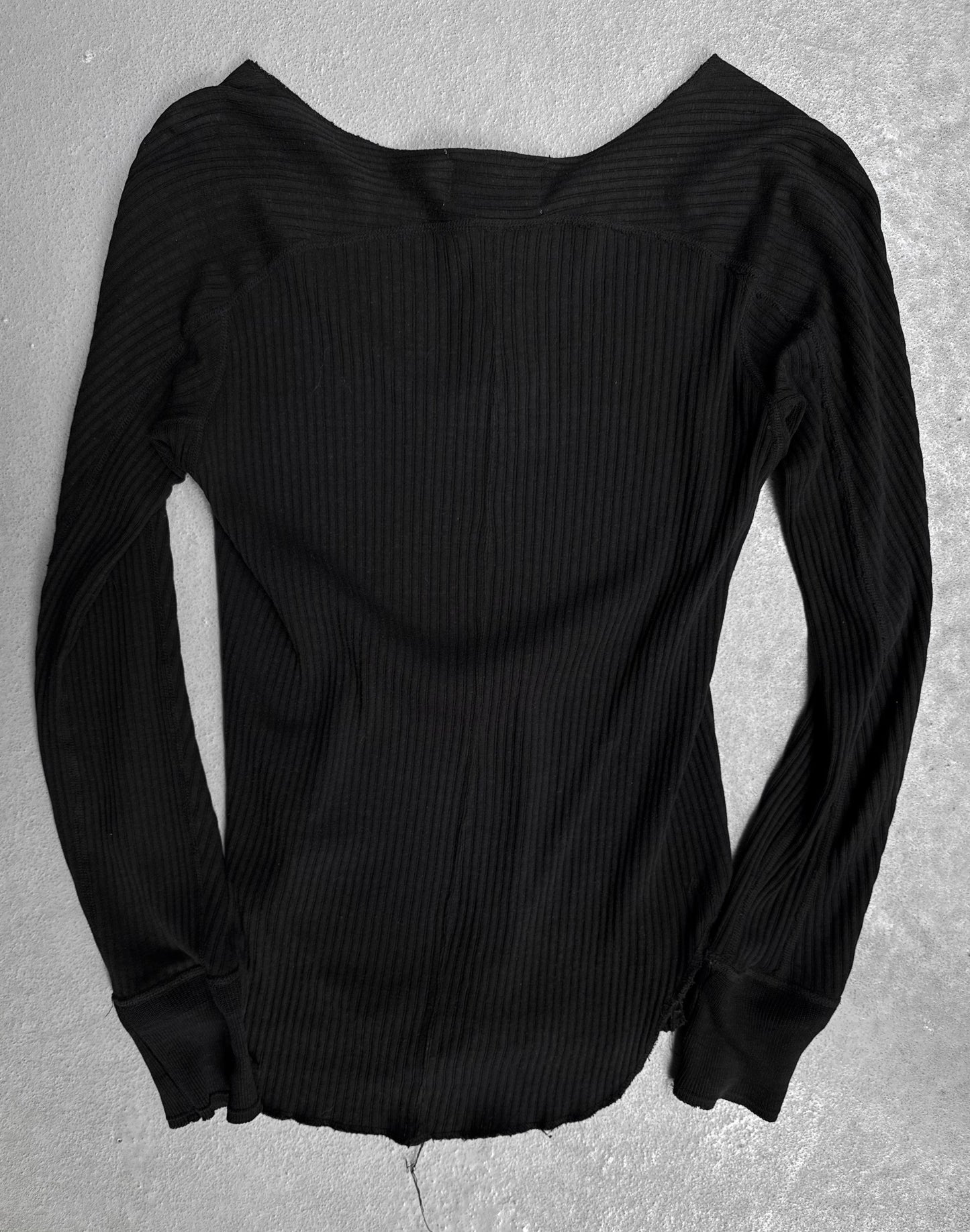 Number (N)ine AW09 Black Henley Silk-blend Long-sleeves