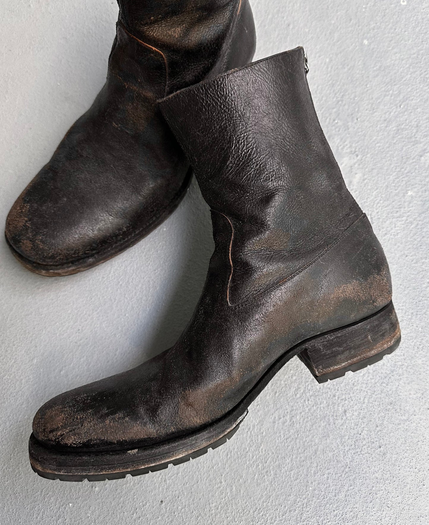 Carpe Diem AW06-07 S21M Reverse Horsehide Leather Back-zip Boots