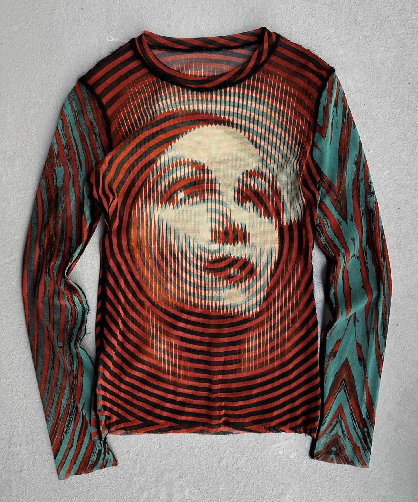 Jean-Paul GAULTIER AW01 ‘Marlene Dietrich’ Optical Illusion Mesh Long-sleeves