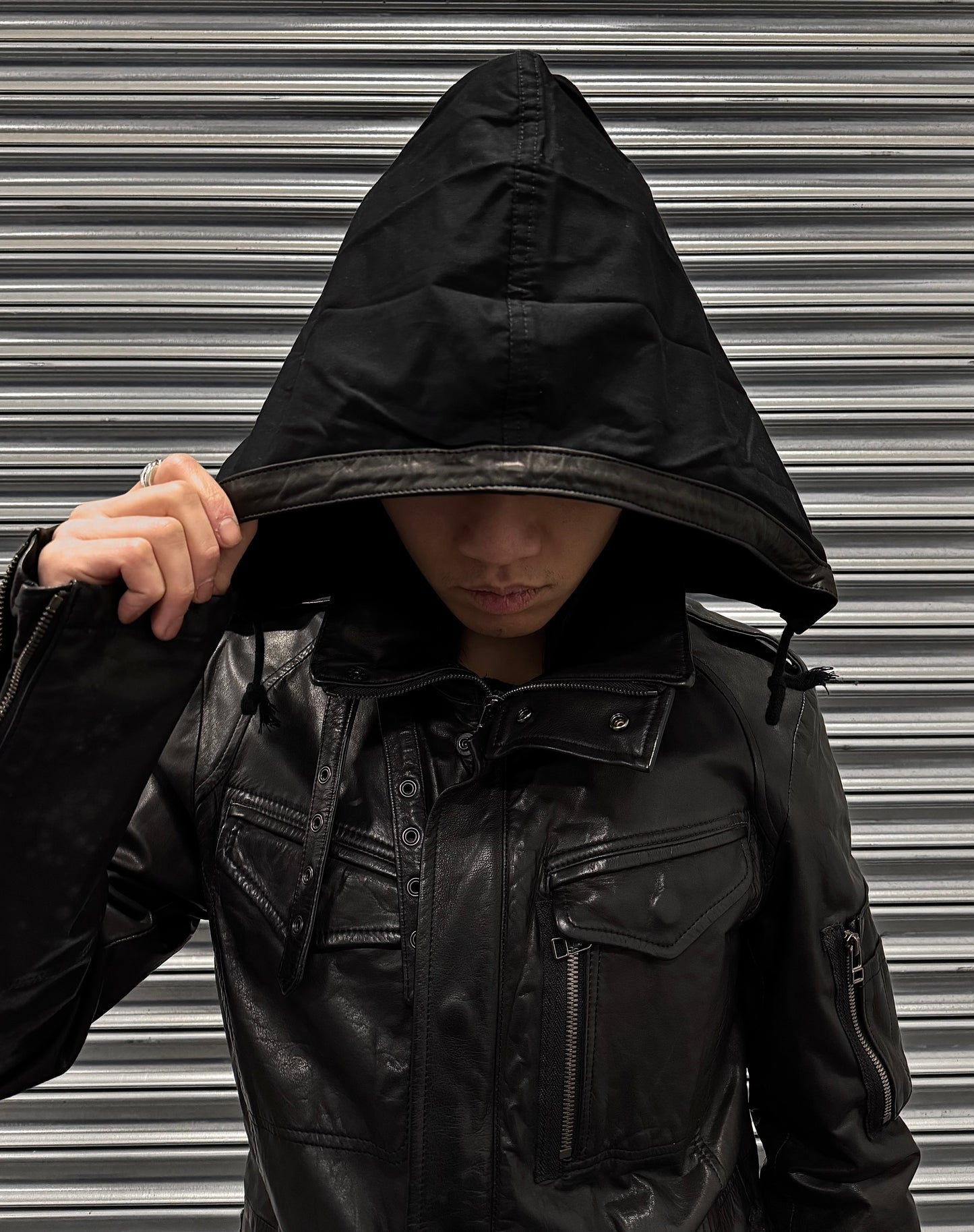 Kyoji Maruyama AW08 Cowhide Leather Multi-pockets Black Rider Jacket