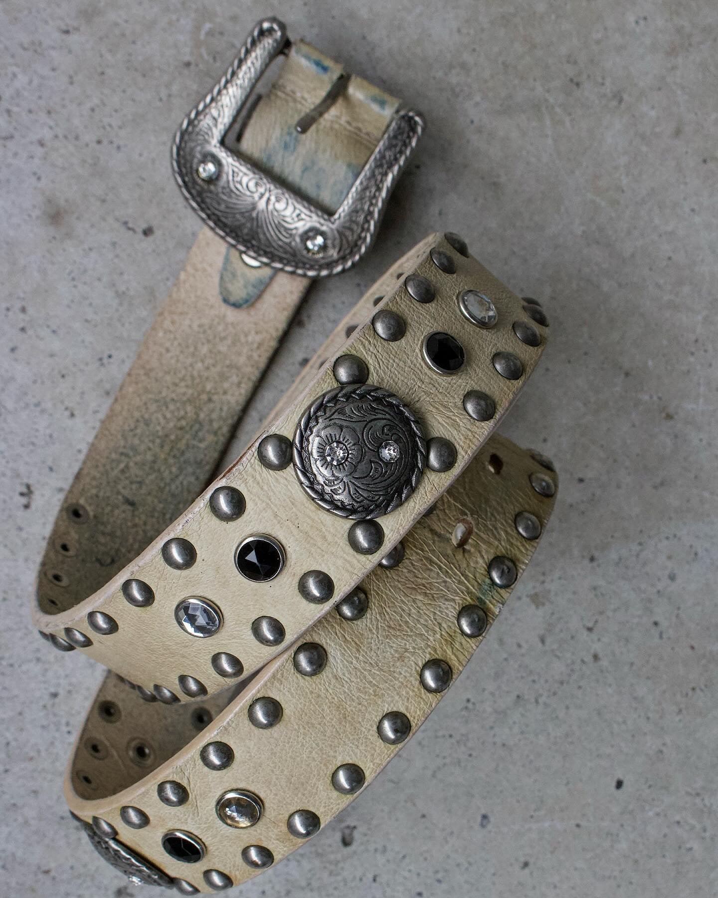NICOLE CLUB FOR MEN by Matsuda 00s Cow Leather Jewel Studded Belt