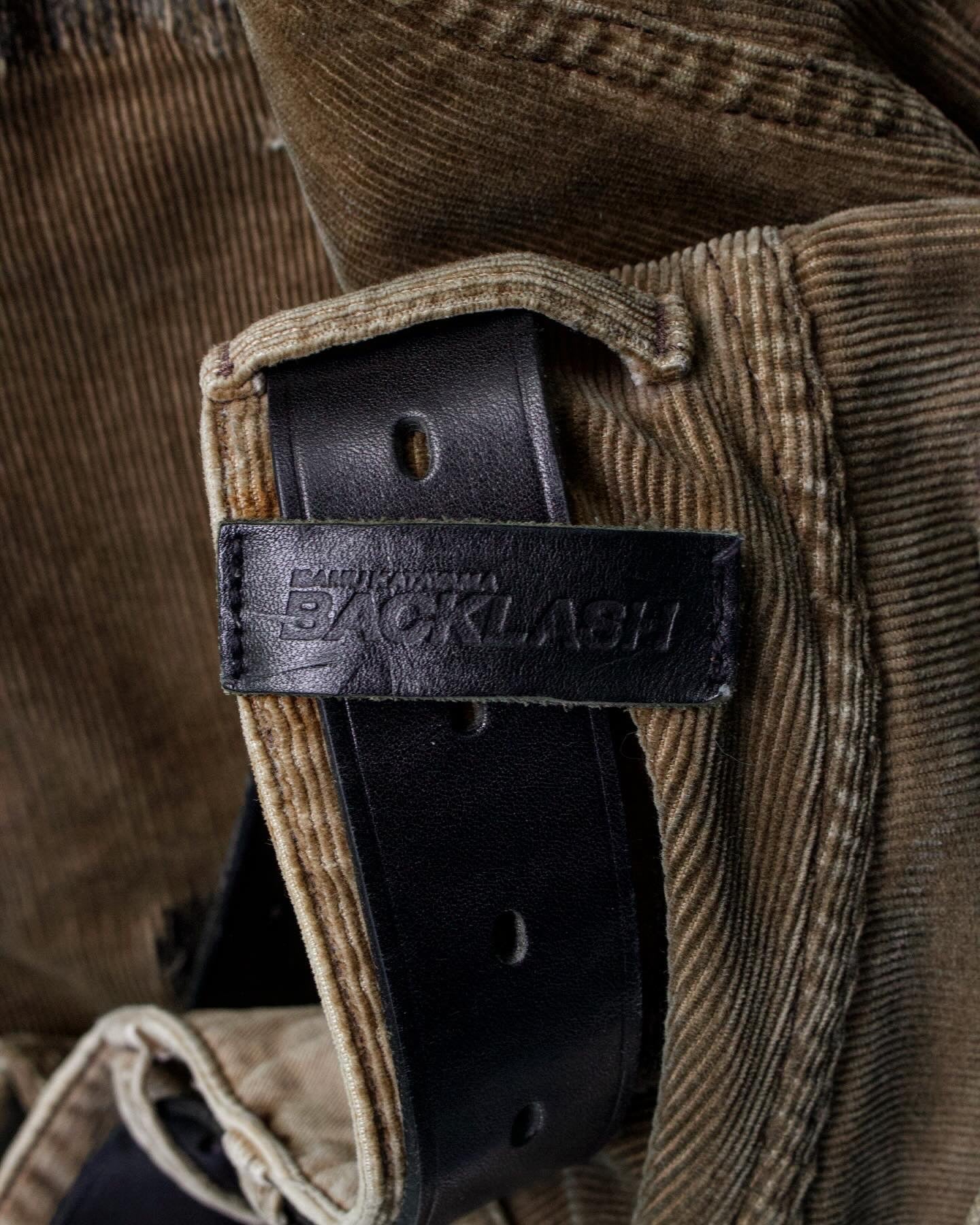 Isamu Katayama “BACKLASH” AW12 Garment-Dyed Leather Patches Bootcut Corduroy Pants