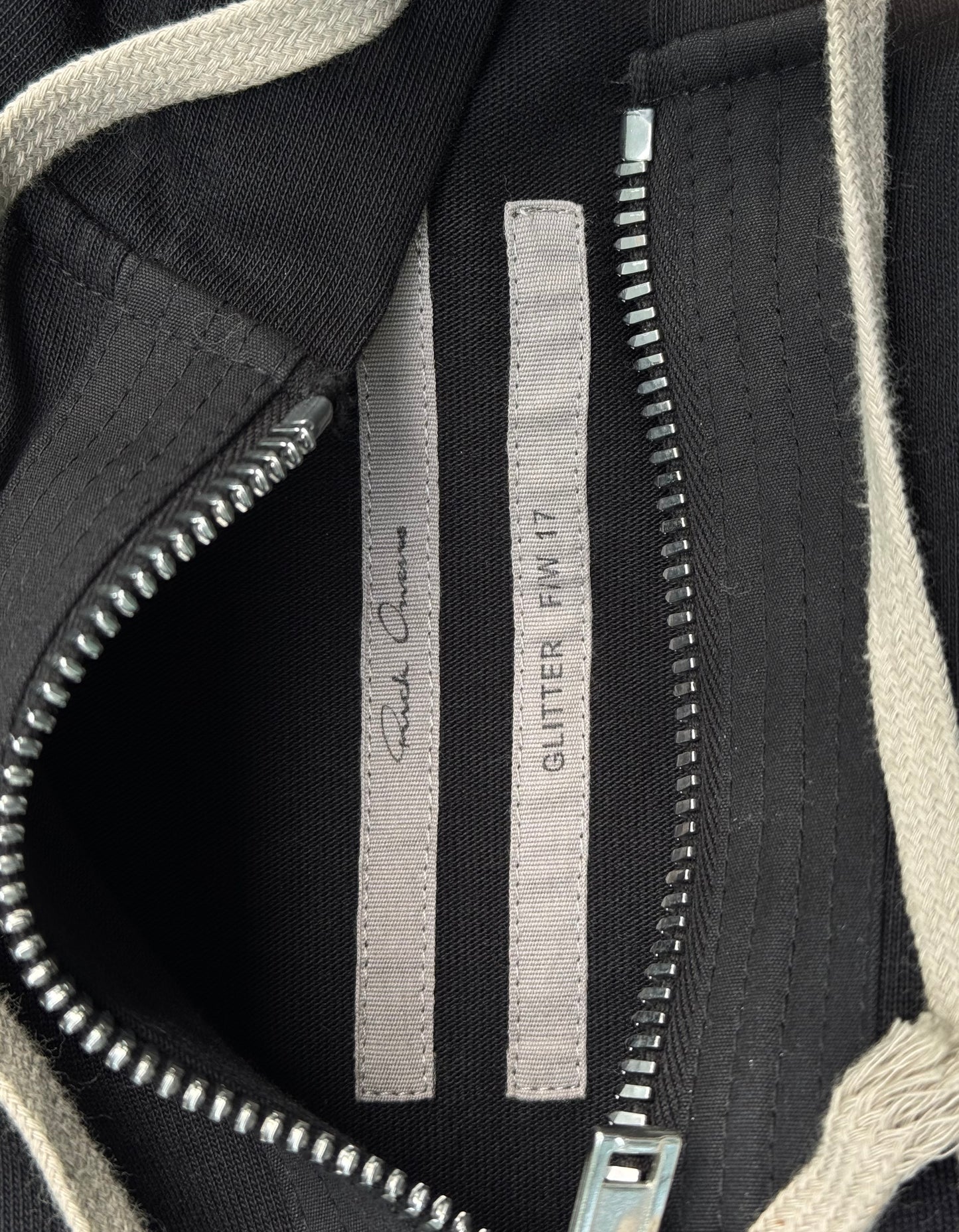 Rick Owens AW17 “GLITTER” Black Long Zip-up Hoodie