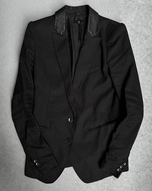 L.G.B. ‘JK-6’ Distressed Goat Leather Trim Cross Blazer