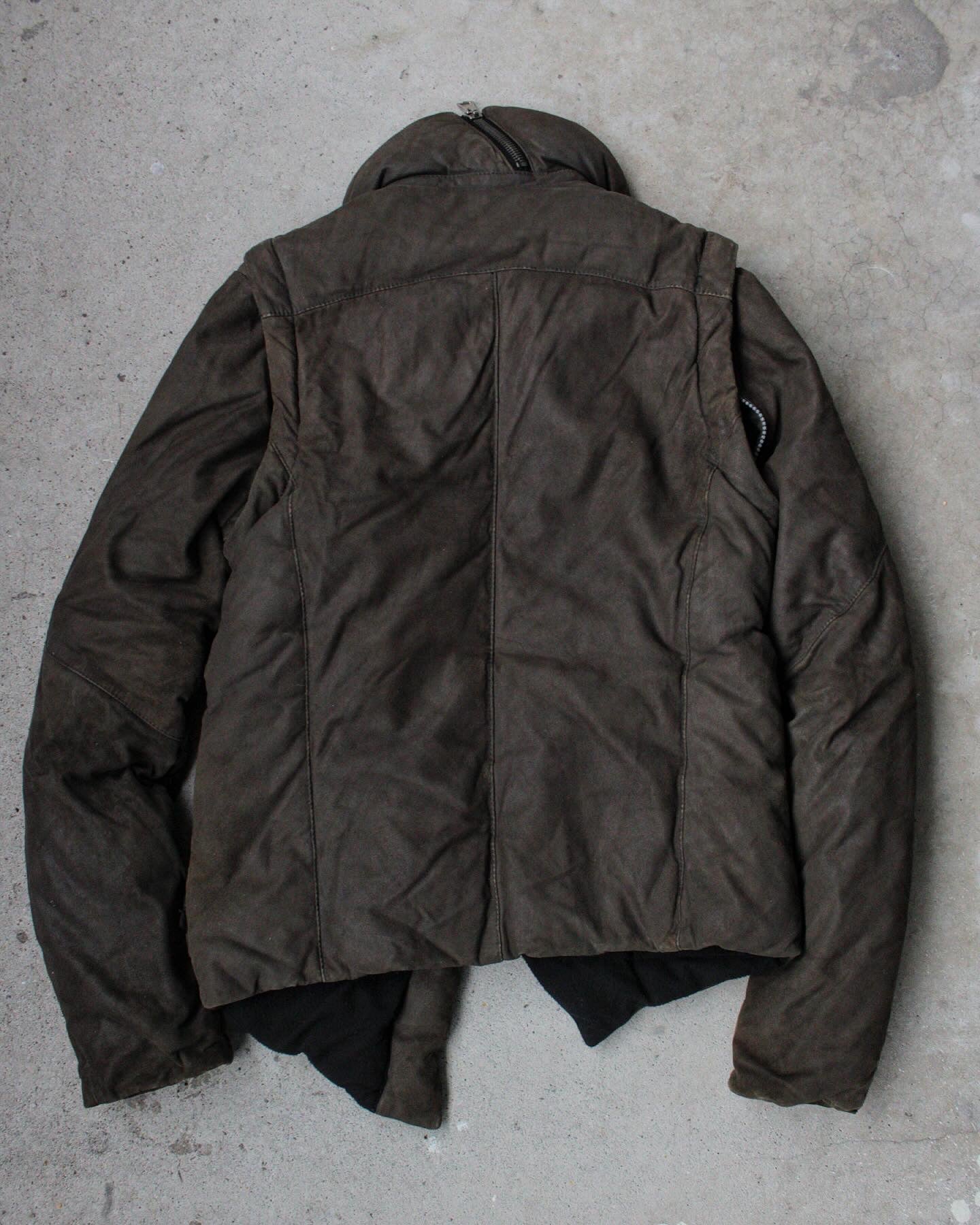 Diet Butcher Slim Skin AW09 “Strange Birds” Asymmetrical Sheep Suede Convertible Down Jacket