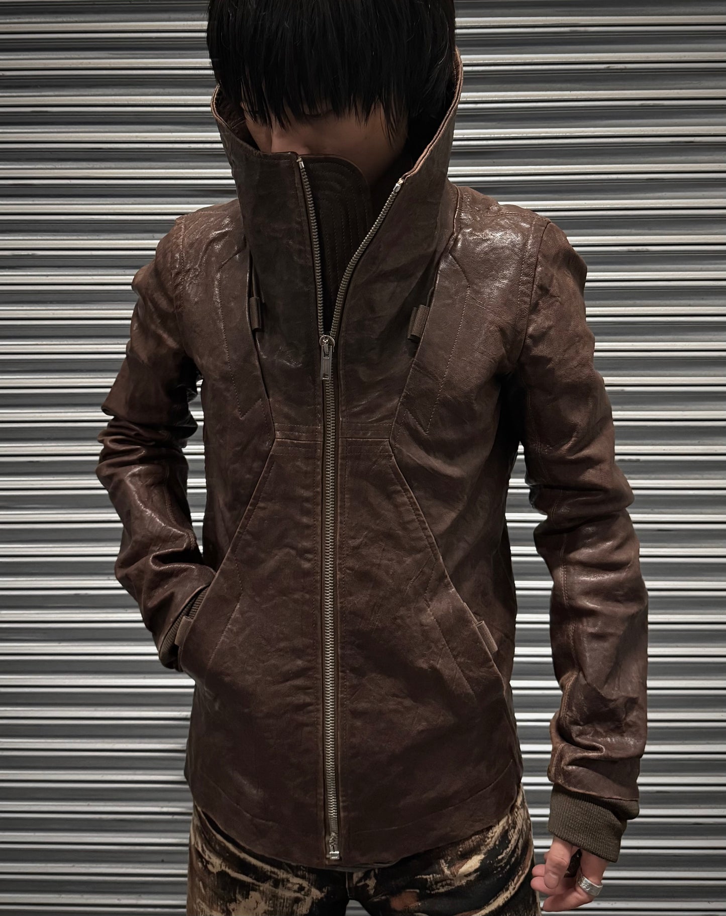 Rick Owens AW09 "CRUST" BITTER Lambskin Leather Velcro Geo Jacket