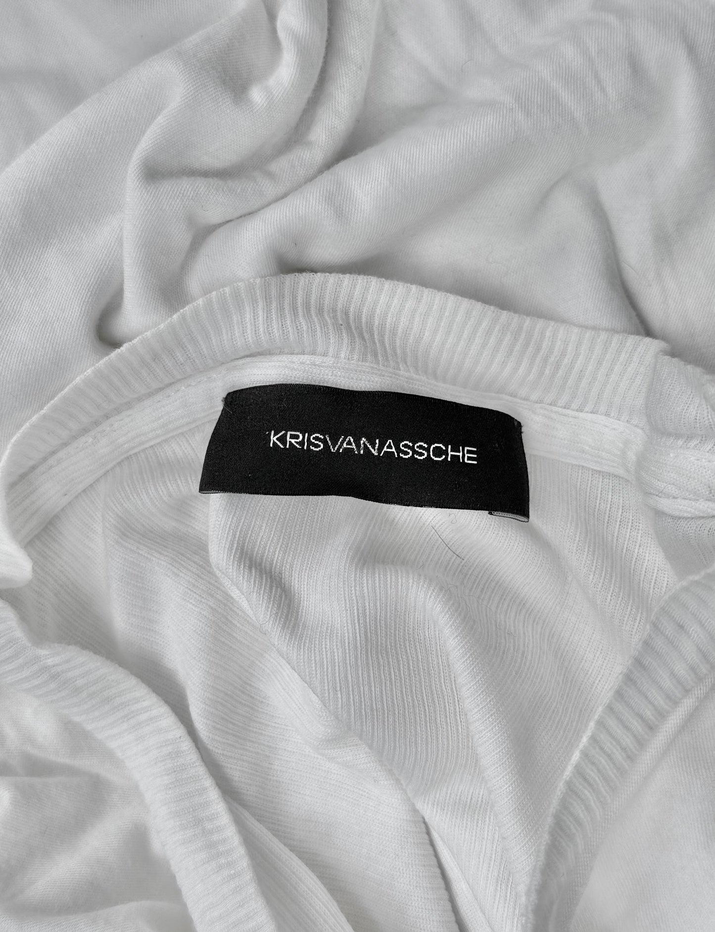 KRISVANASSCHE Early 00s White Distressed Double Layer T-Shirt