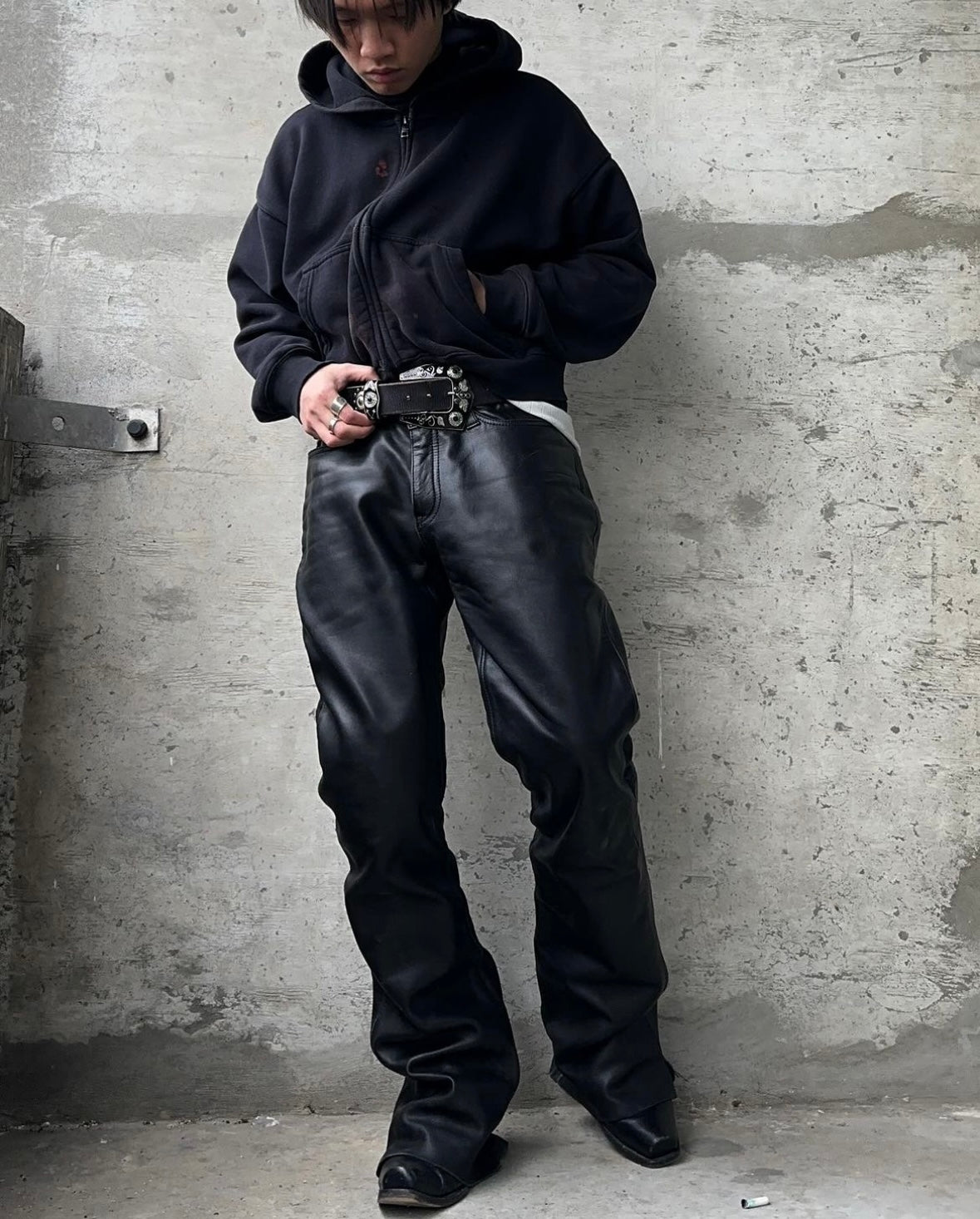 KADOYA K’s Leather 00s Raw Cowhide Leather Flare Pants