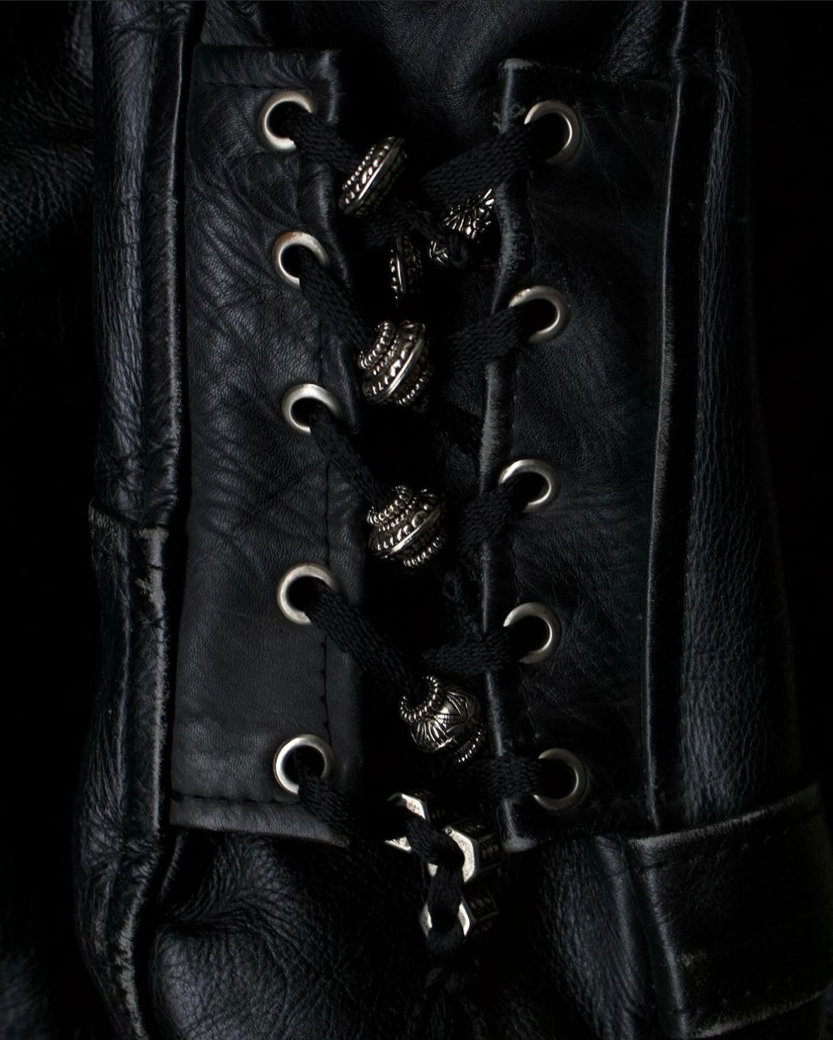 Vintage 1990s Custom Made Punk Calfskin Leather Biker Jacket