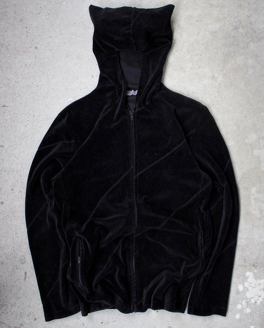 Lad Musician cat peeking velour stripe hoodie