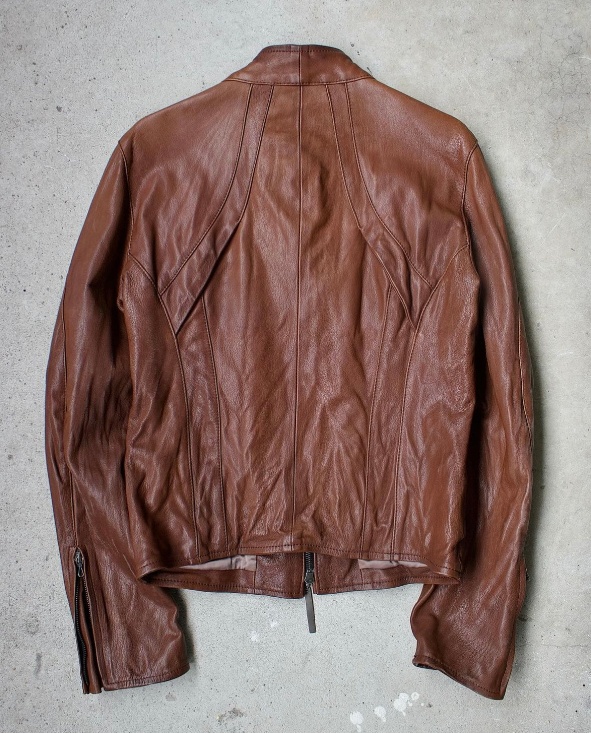 The Viridi-anne AW08 Goat Skin Multi-Zip Leather Jacket