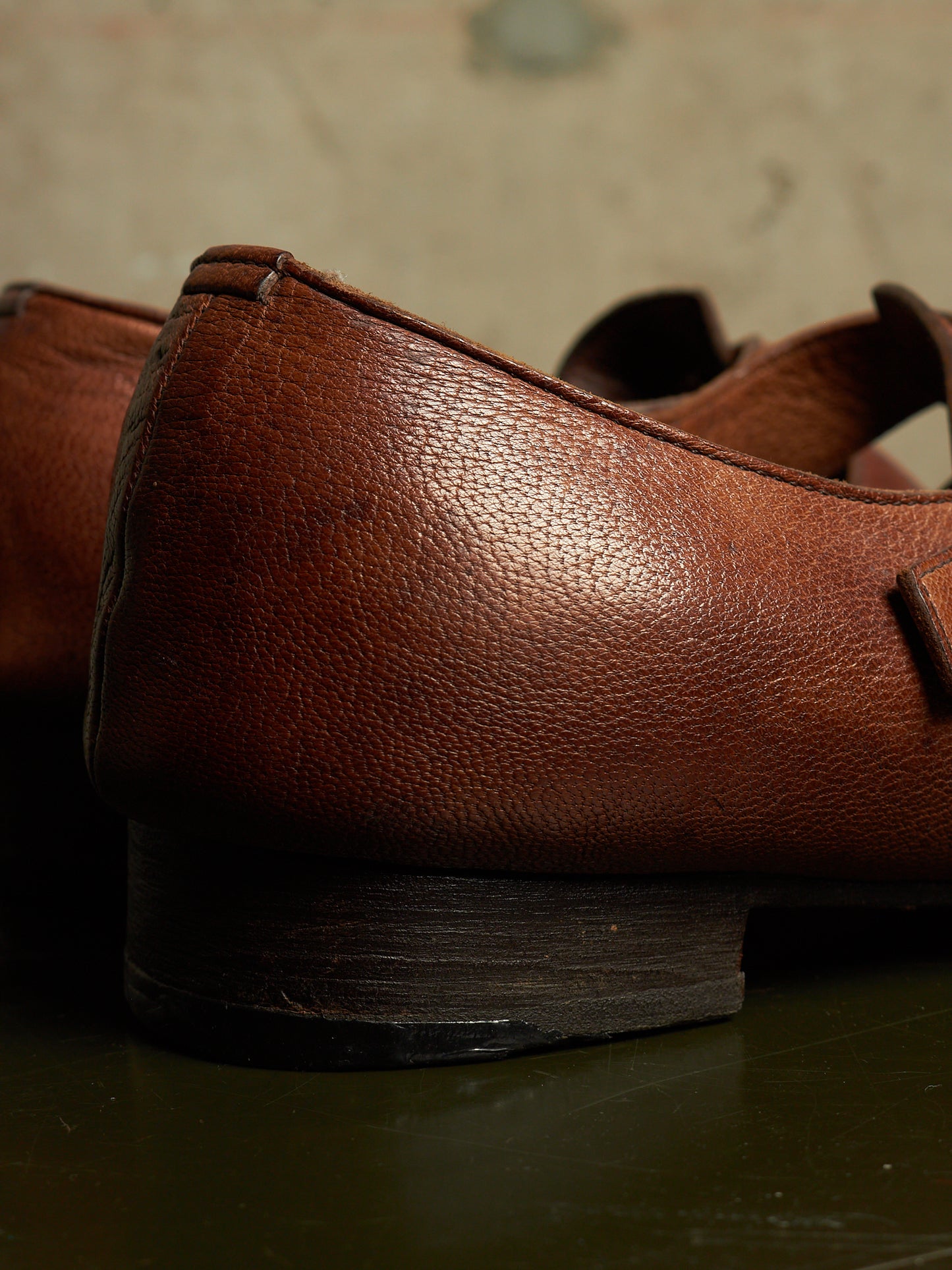 MiharaYasuhiro 00s Brown Goat Leather Brogue Buckle Cut-out Derbies