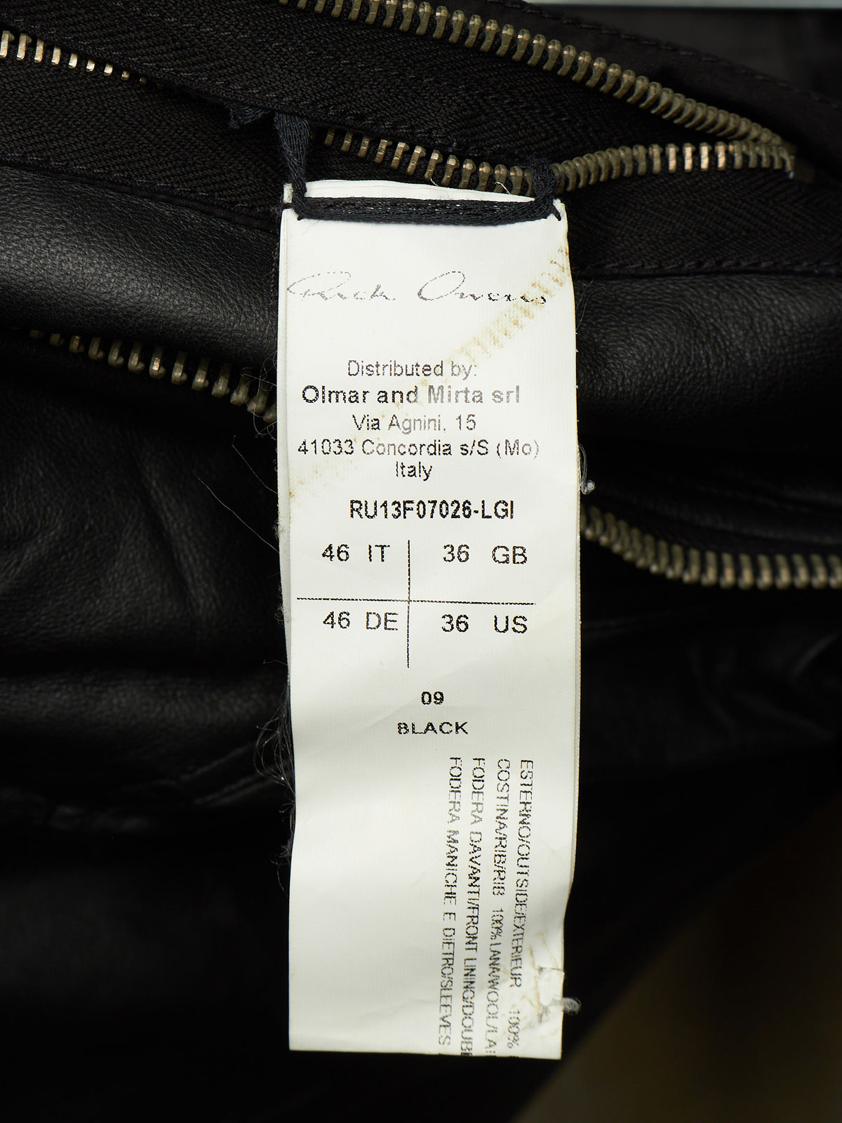 Rick Owens AW13 "PLINTH" BLACK Hooded Scuba Bullet Lamb Leather Jacket