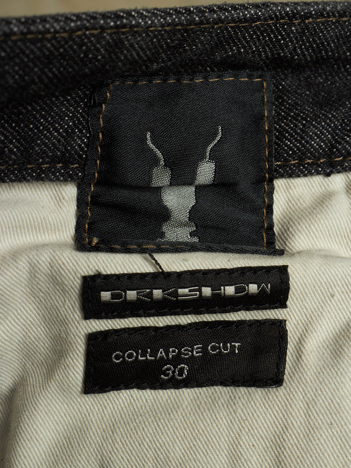 Rick Owens DRKSHDW AW19 "LARRY" BLACK WAX 'Collapse Cut' Denim