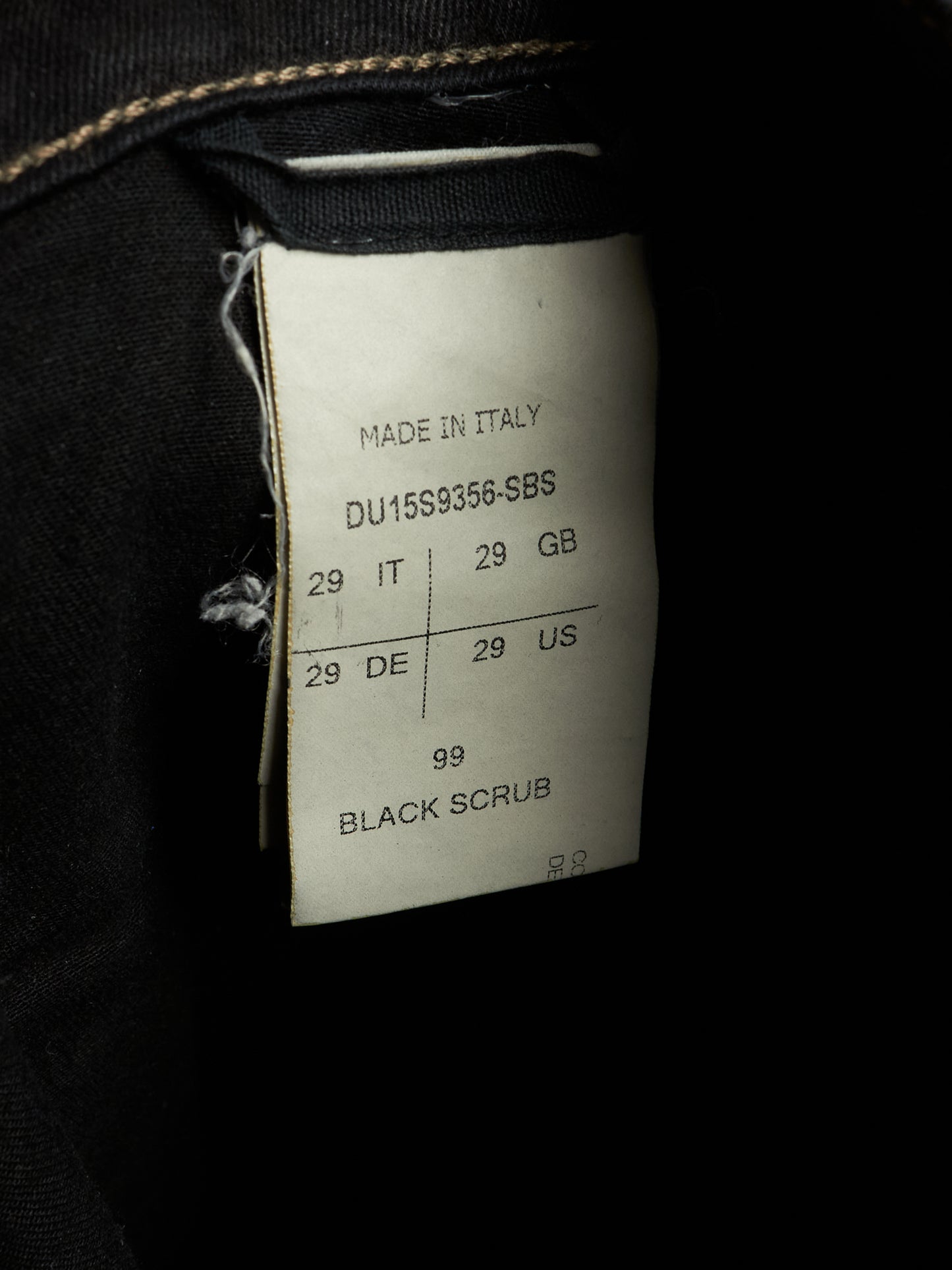 Rick Owens DRKSHDW SS15 "FAUN" Black Scrub Waxed 'Memphis Cut' Stretch Denim