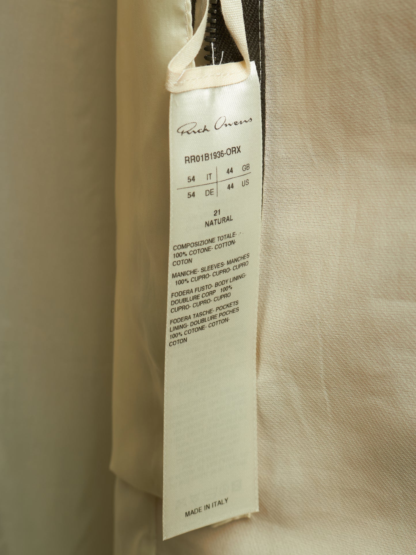 Rick Owens SS22 "FOGACHINE" NATURAL Sheer Jumbo Tatlin Coat