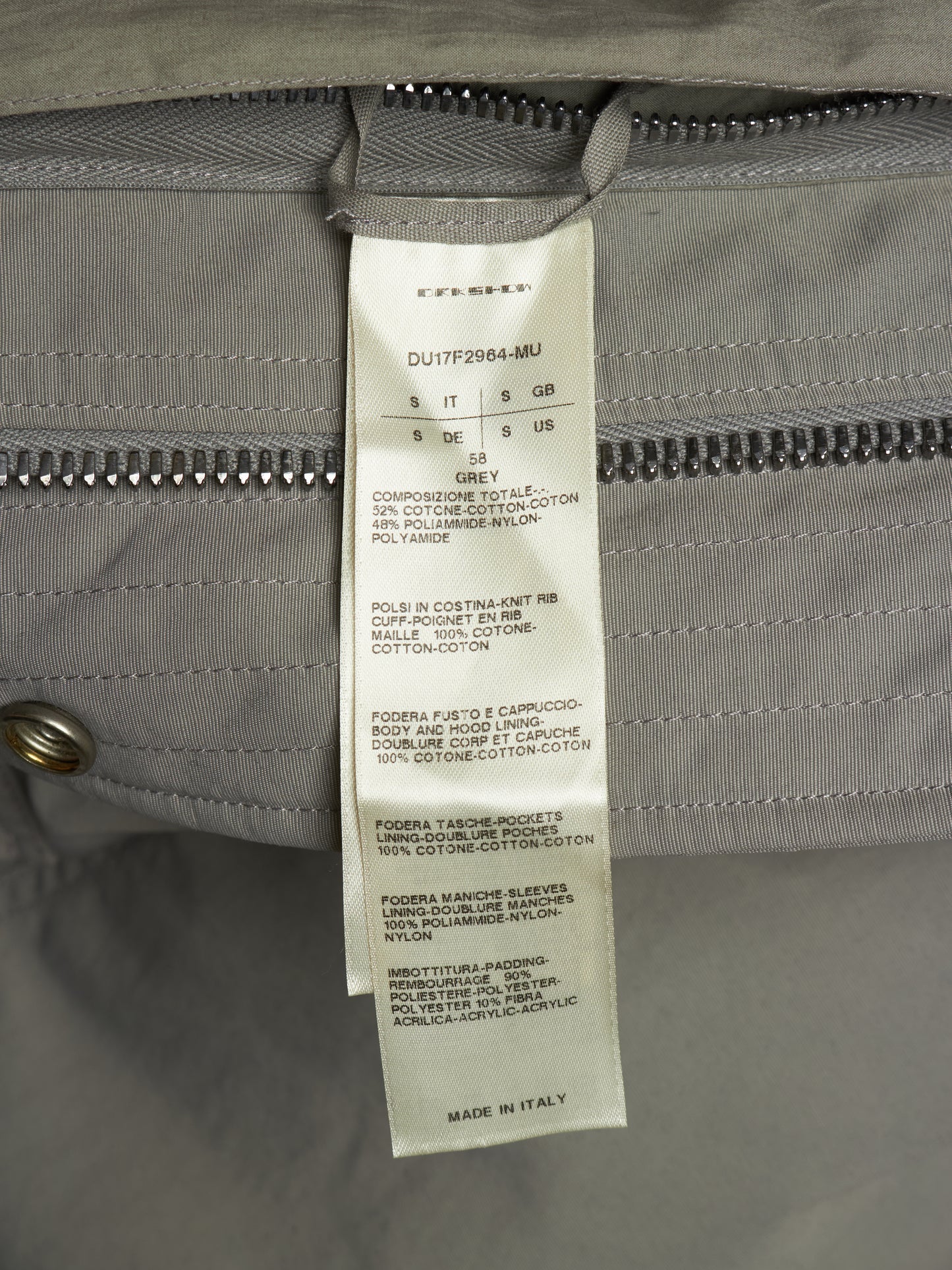 Rick Owens DRKSHDW AW17 "GLITTER" GREY Hooded Long Padded Parka