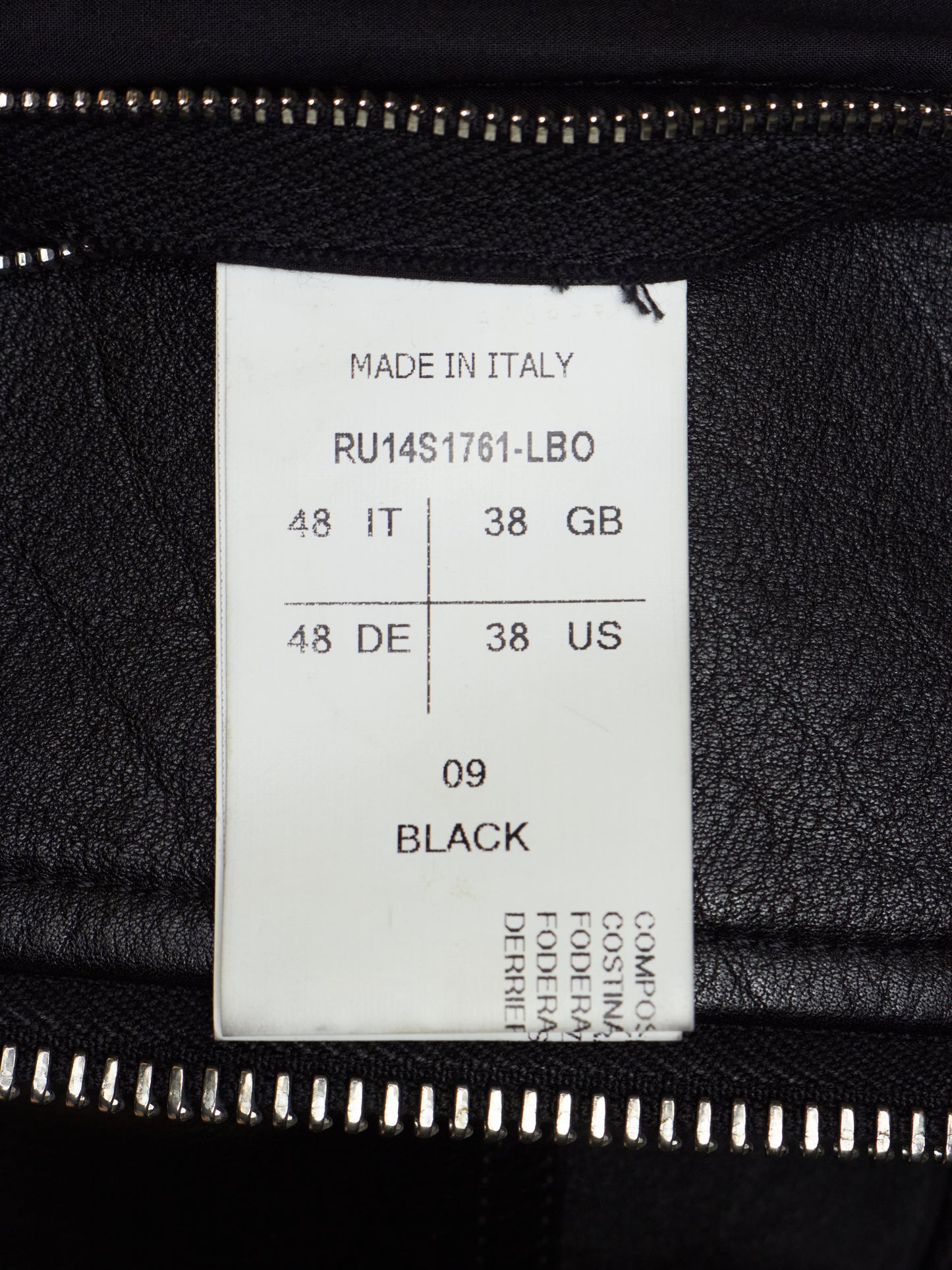 Rick Owens SS14 "VICIOUS" Black Calfskin Leather Intarsia Rider Jacket