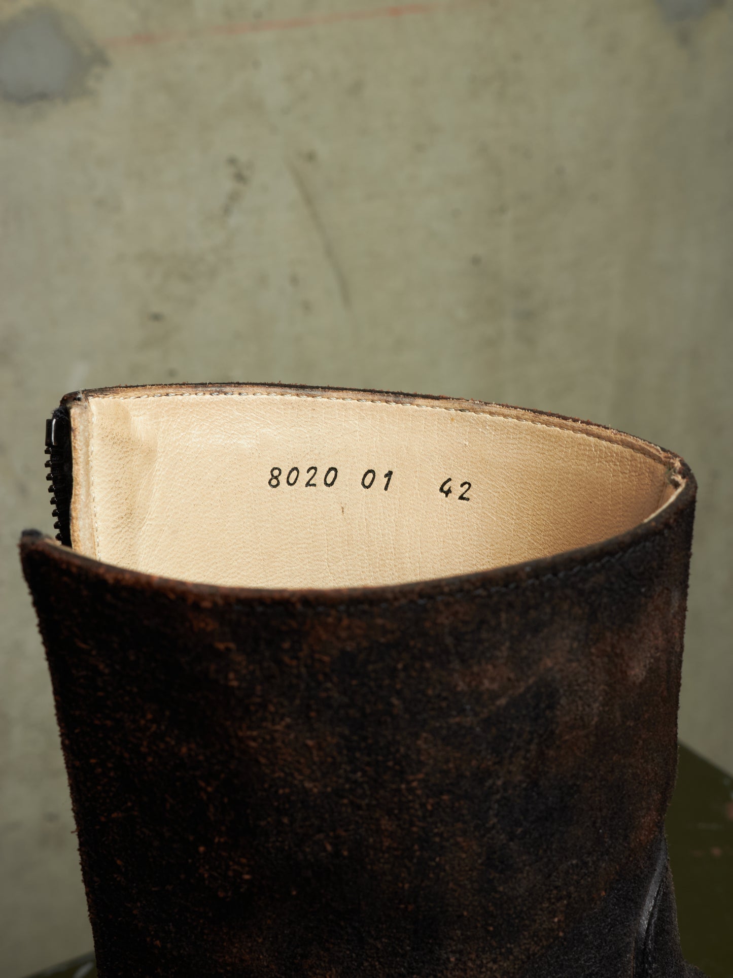wjk by Jun Hashimoto 00s Dark Brown Reverse Cow Leather Back Zip Boots
