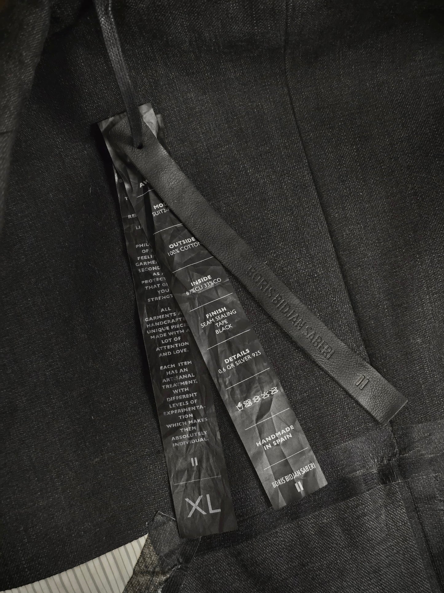 Boris Bidjan Saberi AW13-14 'SUIT2-F1780' Charcoal Grey Heavy Cotton Canvas Shawl Collar Blazer