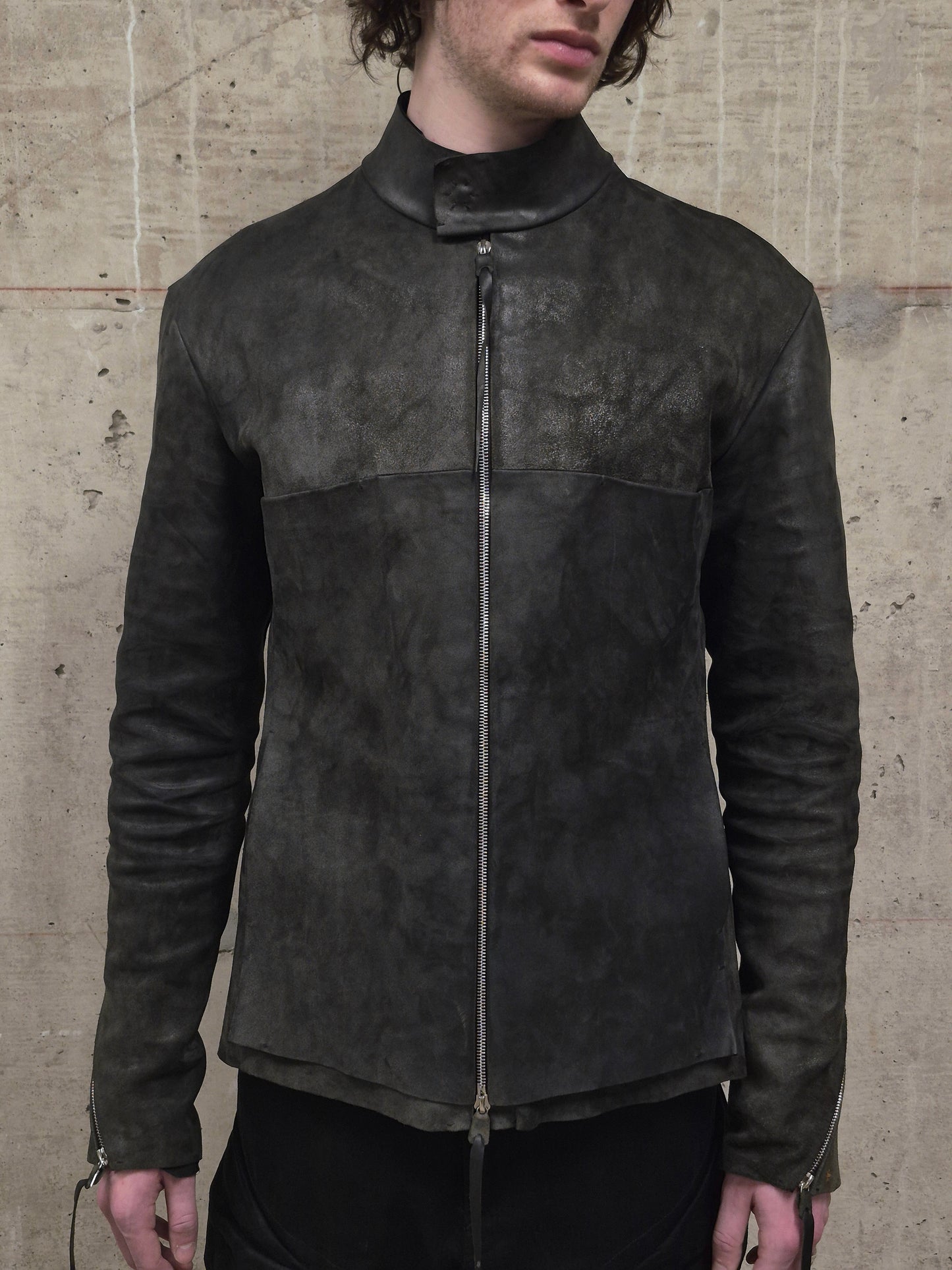 m.a+ by Maurizio Amadei 'J224Z* CU.R 1.0' Exclusive Reverse Horse Leather Biker Jacket