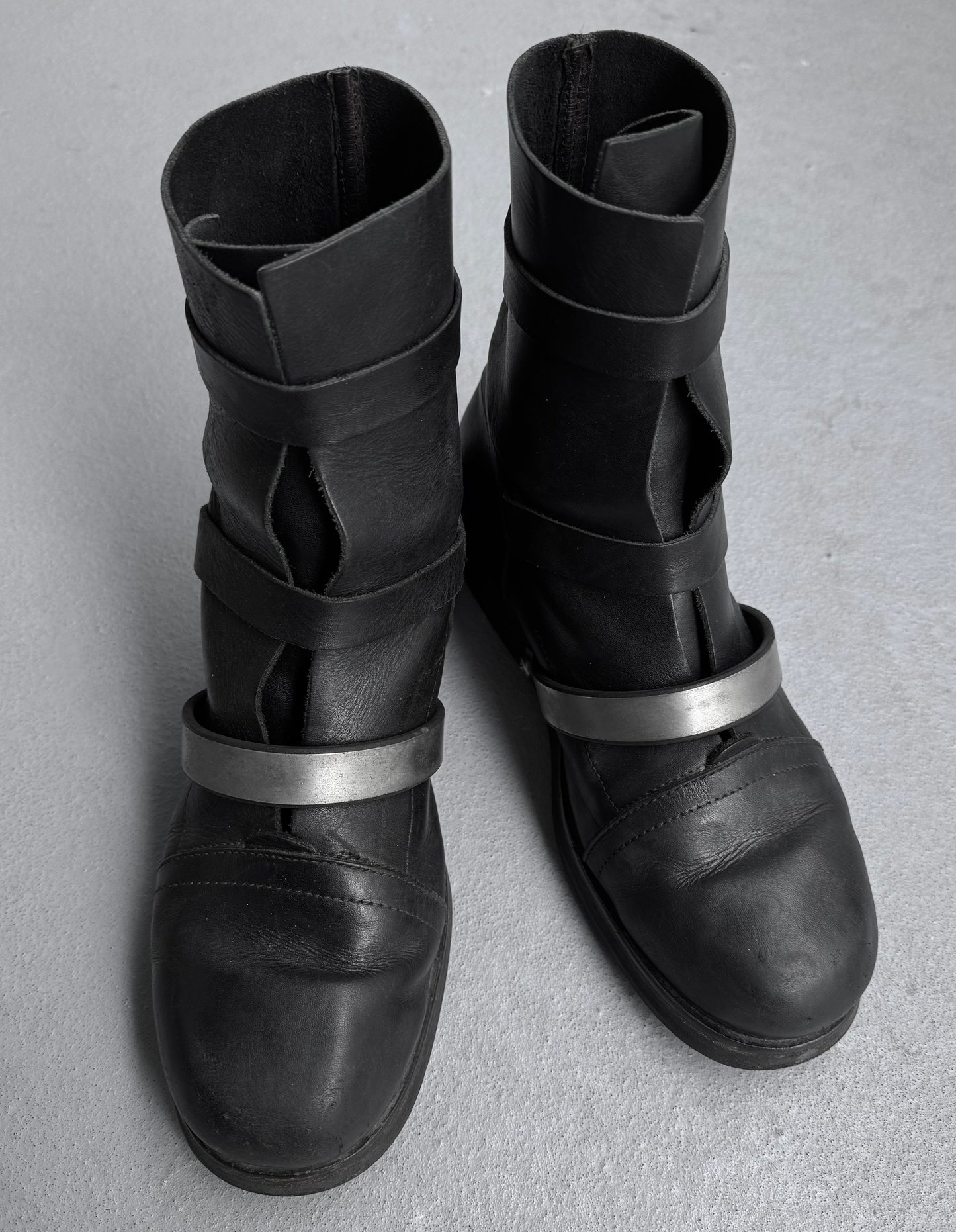 Dirk Bikkembergs SS96 Metal Straps Military Leather Boots