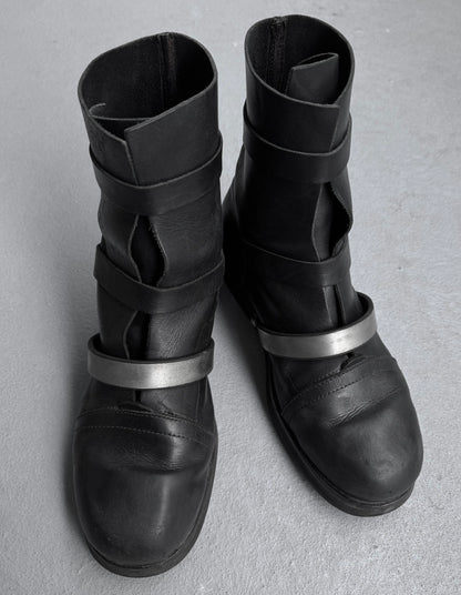 Dirk Bikkembergs SS96 Metal Straps Military Leather Boots