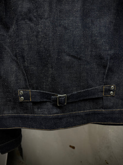 Yuji Yamada 00s 'FURNISHINGS' Removable Leather Harness Raw Denim 'Jean' Jacket detail | DRIEW GARMENTS