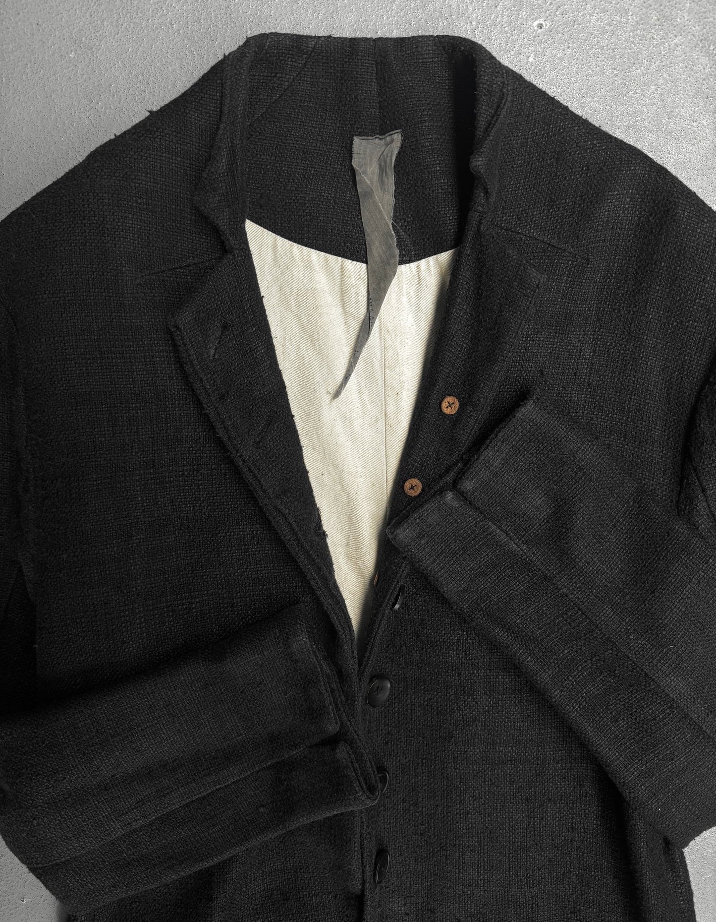 Aleksandr Manamïs Charcoal Grey Raw Silk Frayed Hem Coat