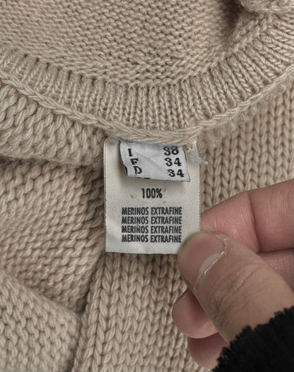 Rick Owens AW04 “QUEEN” Beige Merino Wool Open Cardigan