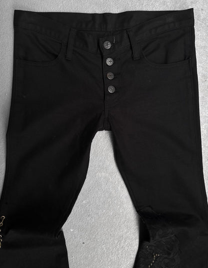 0paquified Custom Lace Studded Bell-bottom Flare Denim