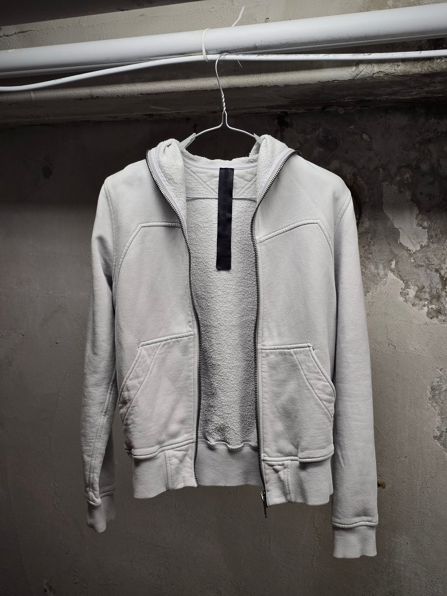Gareth Pugh SS14 Light Grey Cotton Fleece Gimp Hoodie
