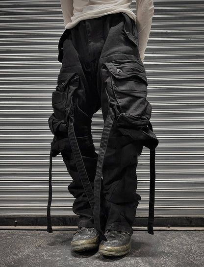 Julius_7 AW22-23 "_PERMANENT" Double Layered Twisted Gas-Mask Cargo Pants