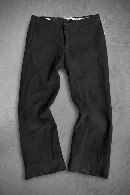 Rick Owens AW08 "STAG" Twisted Seam Frayed Hem Flare Wool Trousers