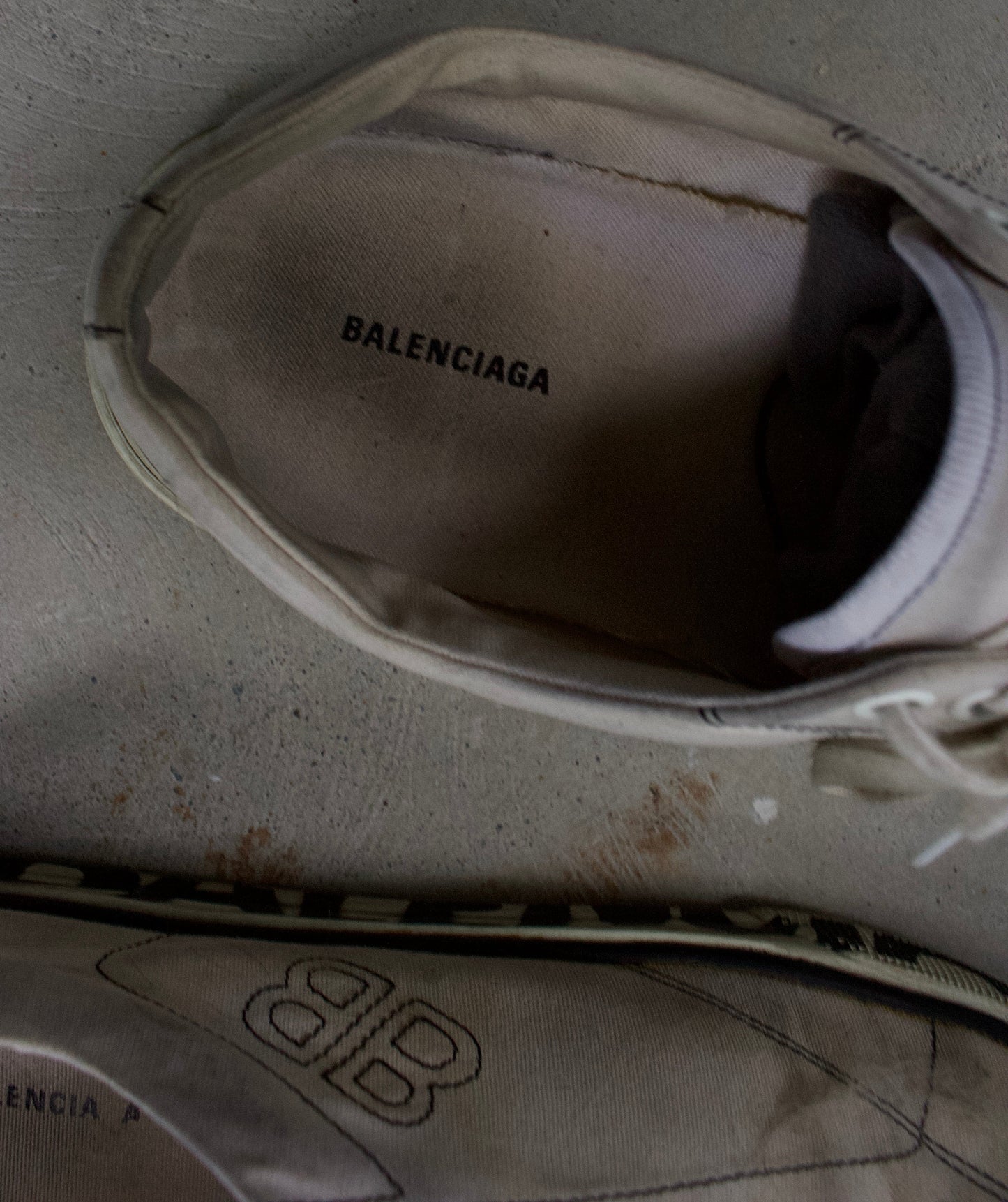 Balenciaga SS23 Distressed Low-top Graffiti Tennis Sneakers