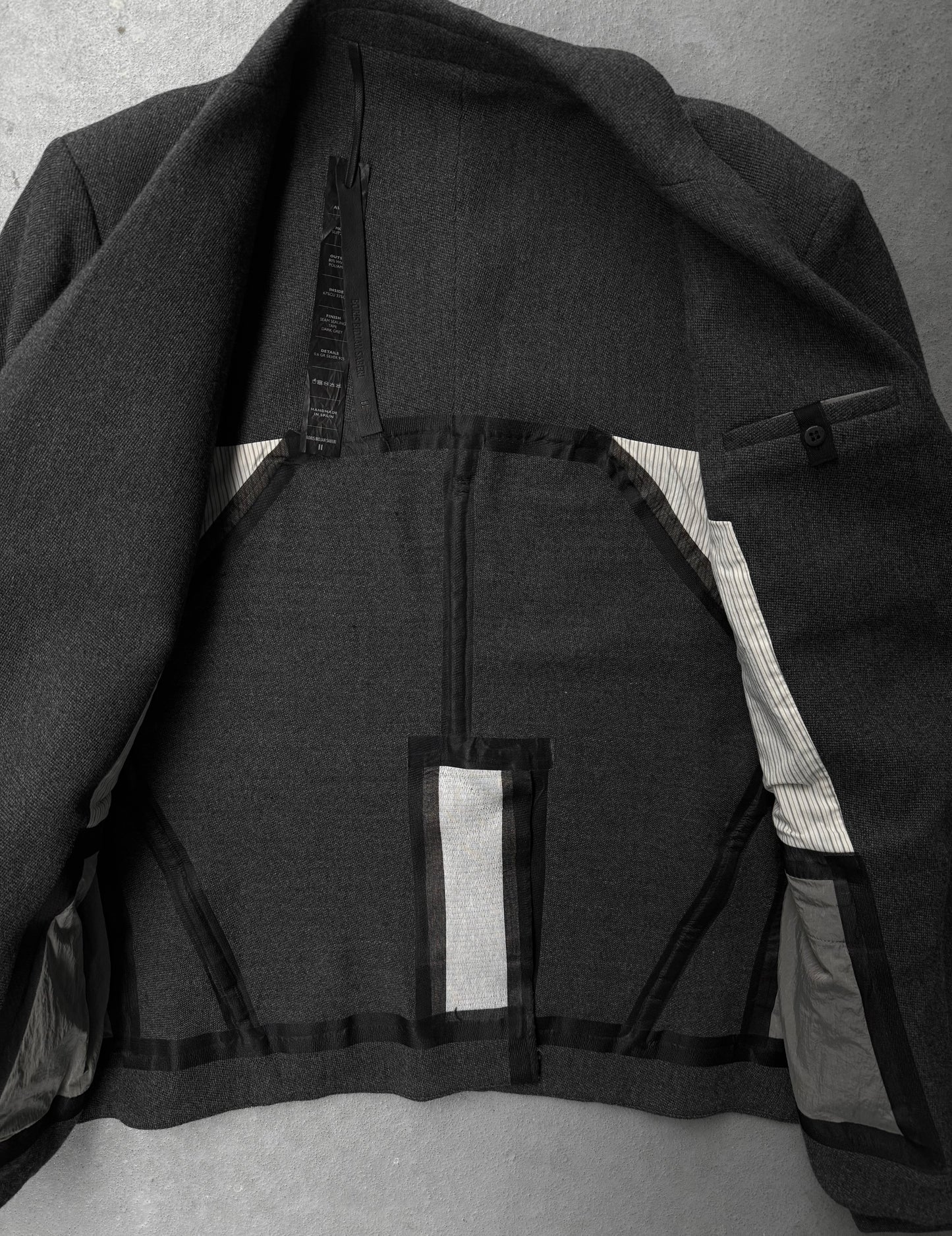 Boris Bidjan Saberi AW13-14 'SUIT2-F1115' Dark Grey Tape Seam Shawl Collar Blazer