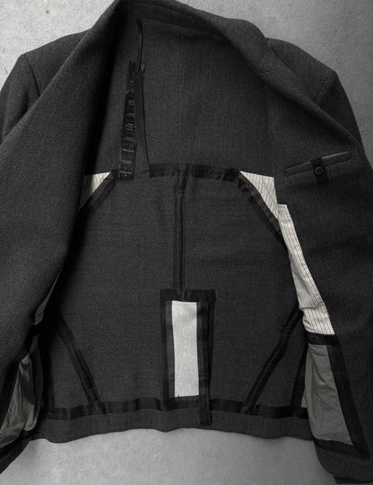 Boris Bidjan Saberi AW13-14 'SUIT2-F1115' Dark Grey Tape Seam Shawl Collar Blazer