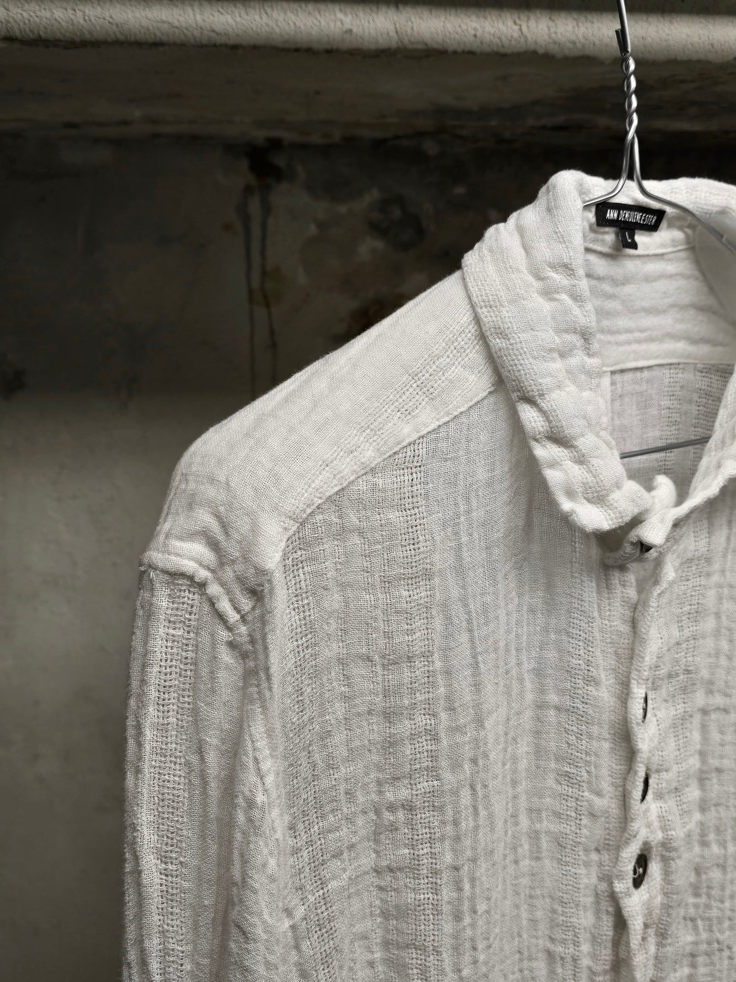 Ann Demeulemeester SS20 Semi Sheer Multi Button White Linen Robe