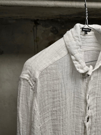 Ann Demeulemeester SS20 Semi Sheer Multi Button White Linen Robe