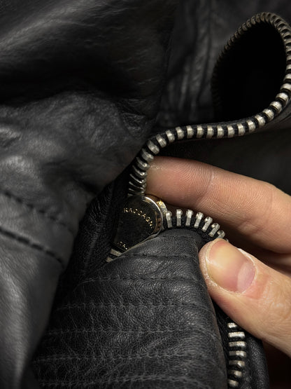 Rick Owens AW13 "PLINTH" High Neck Intarsia Calf Leather Jacket detail | DRIEW GARMENTS