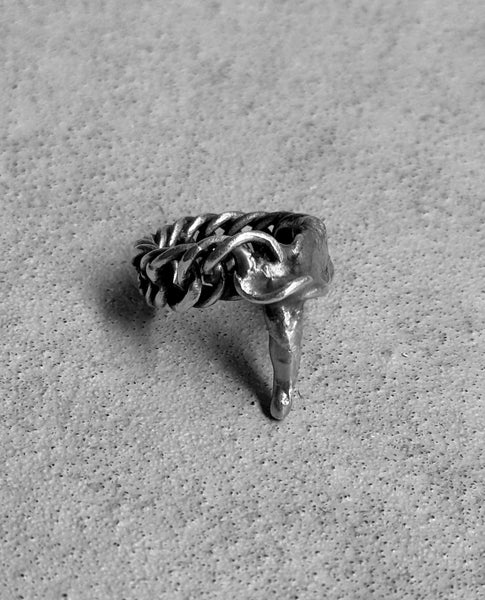 アクセサリー carol christian poell ring Carol Christian Poell Melted Silver Links Ring | DRIEW
