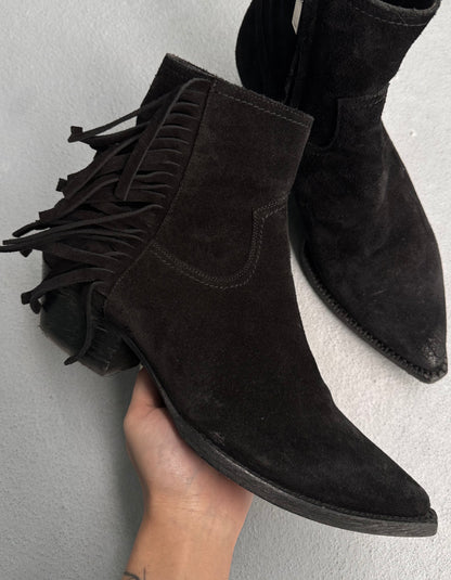 Saint Laurent Paris Western Tassels ‘Lukas’ Suede Boots