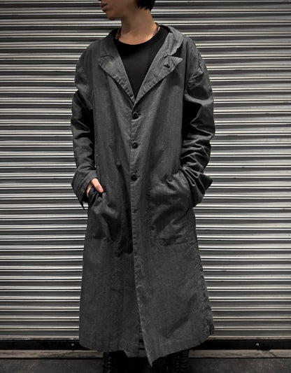 Geoffrey B. Small 1/1 Vertical Striped Unlined Long Coat