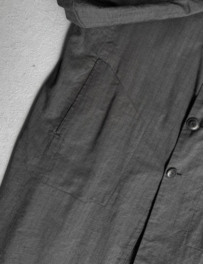 Geoffrey B. Small 1/1 Vertical Striped Unlined Long Coat