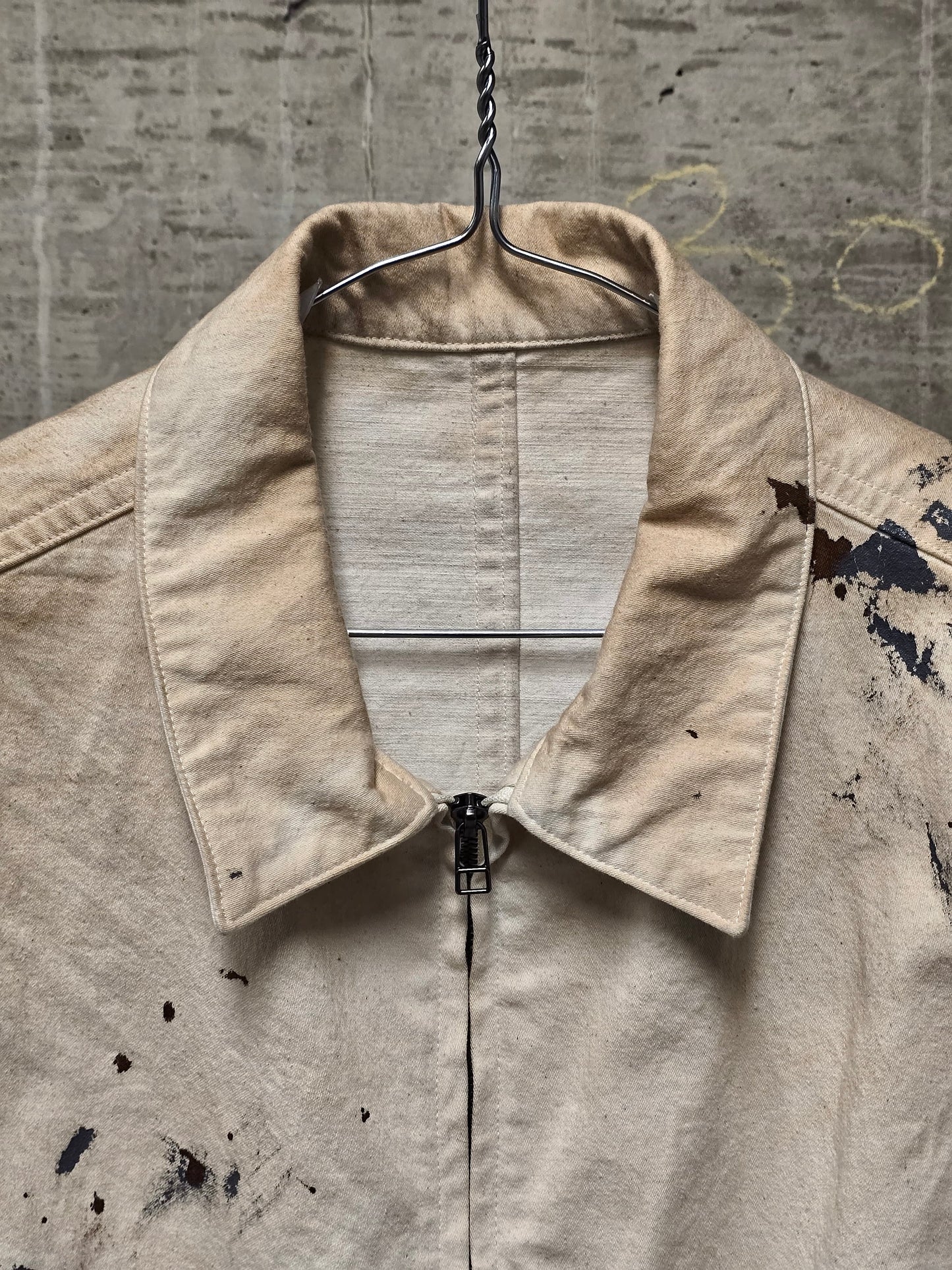 Individual Sentiments SS24 Hand Painted Slub Cotton Front Zip Blouson