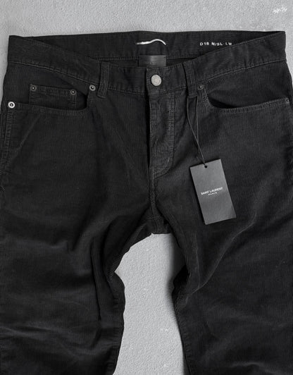 Saint Laurent Paris SS22 Black Corduroy “D18” Slim Bootcut Pants